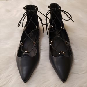 Topshop Black Lace-up Flats